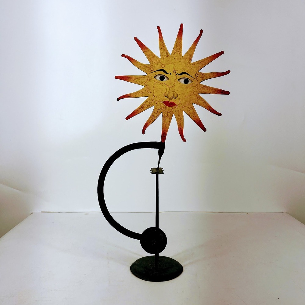 Celestial Sun Face Vintage Kinetic Eye Movement Toy Pendulum Sculpture Folk Art